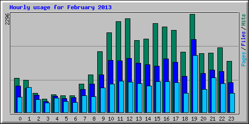 Hourly usage for February 2013